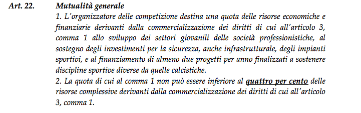 settore giovanile diritti tv dl fiscale