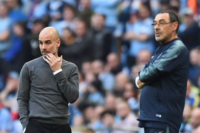 Pep Guardiola e Maurizio Sarri (Photo GLYN KIRK/AFP/Getty Images)